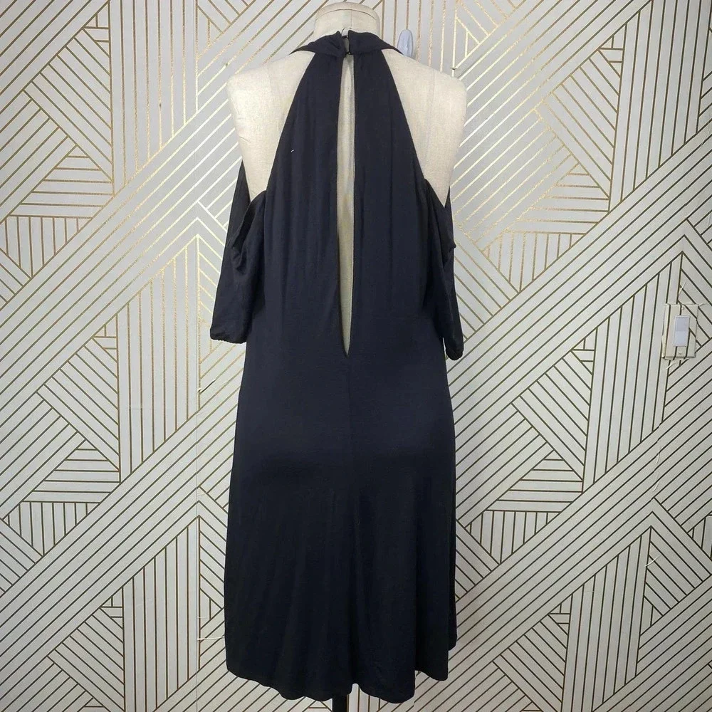 Haute Hippie Cold-Shoulder Jersey Mini Dress Black‎ - Picture 7 of 12